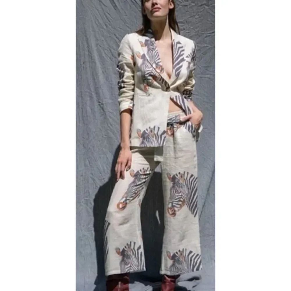 Las Surenas Tiger Linen Pants Sz. M
